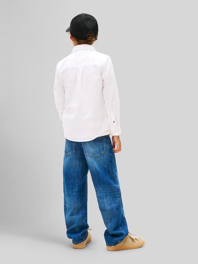 Tommy Hilfiger Kids Regular Fit Hemd aus Baumwoll-Mix mit Logo-Stitching Weiss 5