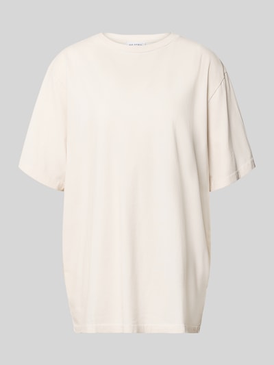 Produktfoto, Oversized T-Shirt mit Label-Stitching von OH APRIL aus Reine Baumwolle in Beige, Rundhalsausschnitt, Rückenlänge 70 cm bei Größe S