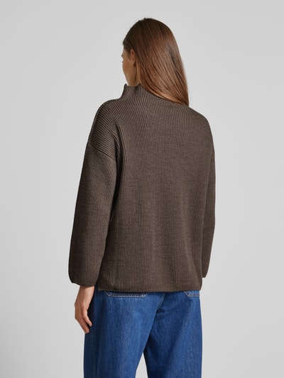 MaxMara Leisure Gebreide pullover van scheerwol met structuurmotief, model 'FANFARA' Hazelnoot - 5