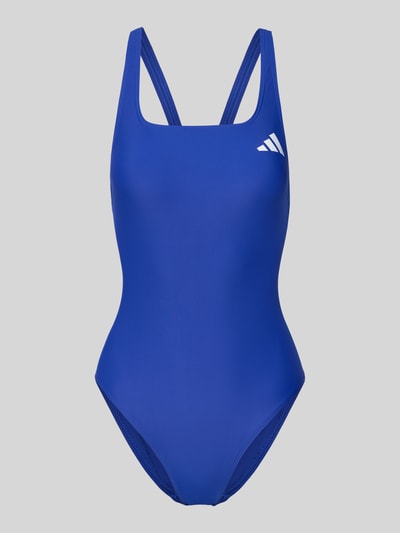 Produktfoto, Slim Fit Sportbadeanzug mit Logo-Print van adidas Sportswear in effen kleuren, zonder sluiting, ronde hals, brede bandjes, stretch geweven structuur, logoprint, dames