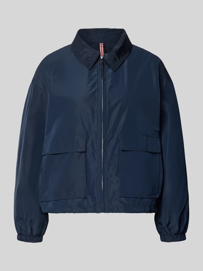 Produktfoto, dunkelblaue Jacke mit Pattentaschen Modell 'CICAMI' von CINQUE, Regular Fit, Umlegekragen, glatte Textur, Reißverschluss