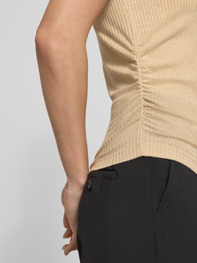 Zero Top z mieszanki wiskozy z okrągłym dekoltem Piaskowy 3