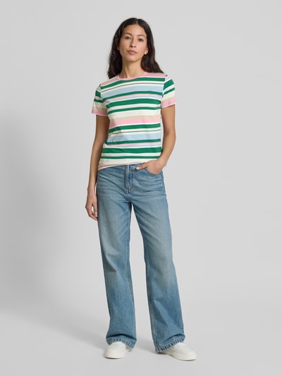 Tom Tailor Denim Boxy Fit T-Shirt mit Streifenmuster Offwhite 1