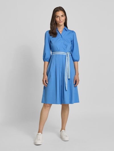 More & More Knielange overhemdjurk met strikceintuur Blauw - 4