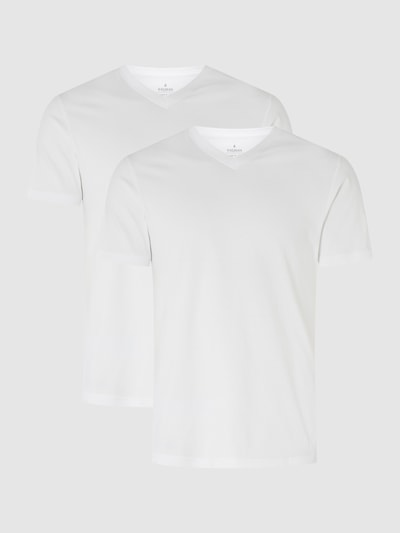 RAGMAN Regular fit T-shirt van pima-katoen in een set van 2 stuks Wit - 1