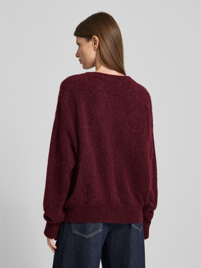 American Vintage Sweter z dzianiny o kroju oversized z prążkowanymi wykończeniami model ‘VITOW’ Bordowy melanż 5