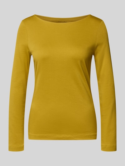 Produktfoto, Longsleeve mit Rundhalsausschnitt von Christian Berg Woman aus reiner Baumwolle, Slim Fit, Rückenlänge 59 cm, sattgelb