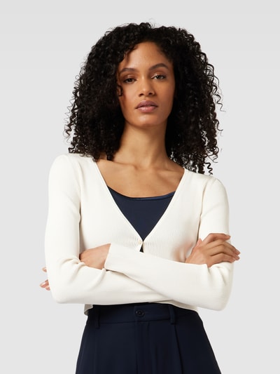 Jake*s Cocktail Cropped Cardigan mit Feinripp Ecru Melange 3