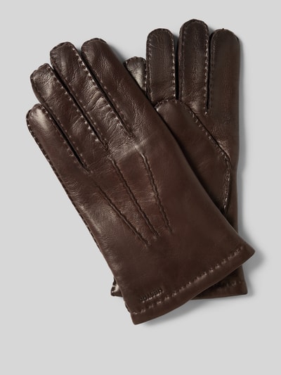 Hestra Rękawiczki z detalem z logo model ‘Edward’ Jasnobrązowy 1