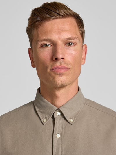 BOSS Orange Regular fit vrijetijdsoverhemd van puur katoen, model 'RICKERT' Olijfgroen - 3