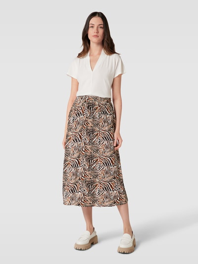 Saint Tropez Midirok met all-over-motief, model 'Tessa' Middenbruin - 1