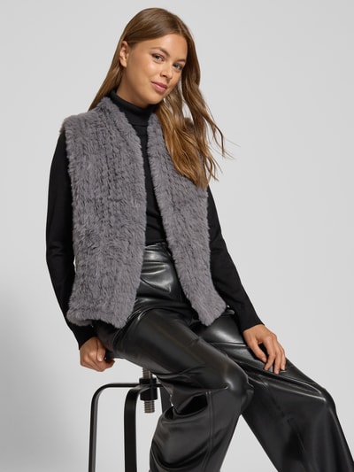 comma Weste mit Kunstfellbesatz Anthrazit 3