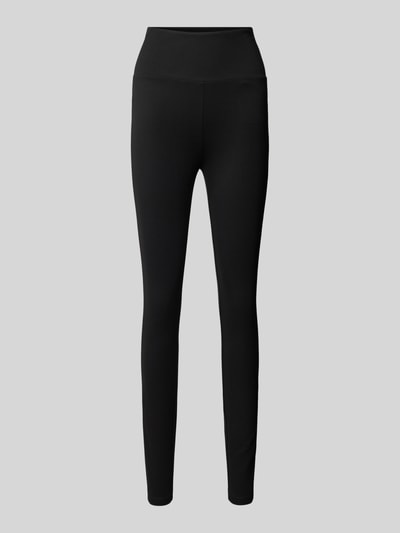 YAS Skinny Fit Leggings mit breitem Bund Modell 'AZZURRO' Metallic Black 2