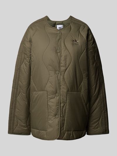 adidas Originals Steppjacke mit Druckknopfverschluss Oliv 1