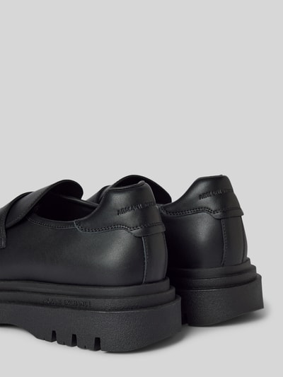 ARMANI EXCHANGE Penny loafers van leer met schachtbrug, model 'Angry' Zwart - 2