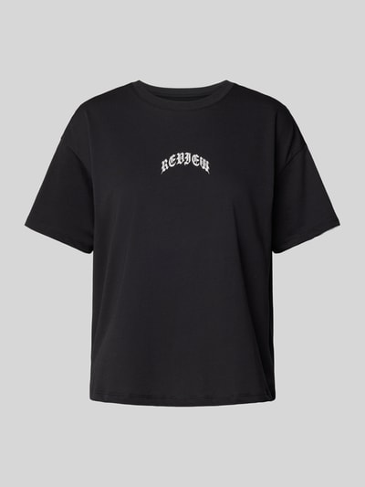 Review T-shirt o pudełkowym kroju z okrągłym dekoltem Czarny 2