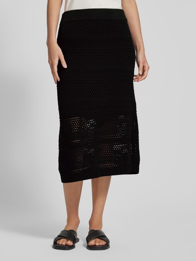 s.Oliver RED LABEL Midirok met ajourpatroon, model 'Crochet' Zwart - 4