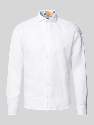 JOOP! Collection Slim Fit Business-Hemd aus Leinen mit Haifischkragen Modell 'Pai' Weiss 2