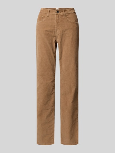 Brax Slim fit corduroy broek in 5-pocketmodel, model 'Carola' Camel - 2