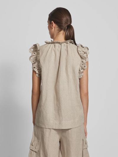 Copenhagen Muse Linnen blouse in mouwloos design, model 'NATULI' Zand - 5