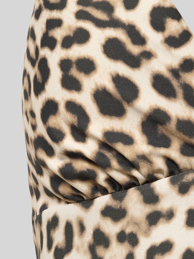 Produktfoto, Neckholder-Badeanzug im Allover-Look von Jake*s Casual mit leopardähnlichem Muster in Beige und Schwarz, körpernahe Passform, Detailaufnahme
