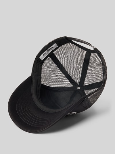 Produktfoto, Trucker Cap mit Logo-Print Modell 'Cloud Heart' von Carhartt Work In Progress, schwarzes Mesh, Snapback, Herren Accessoire.