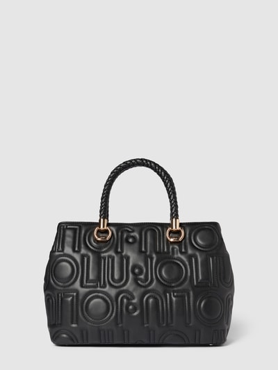 Liu Jo White Henkeltasche mit Allover-Label-Prägung Modell 'MANHATTEN' Black 4