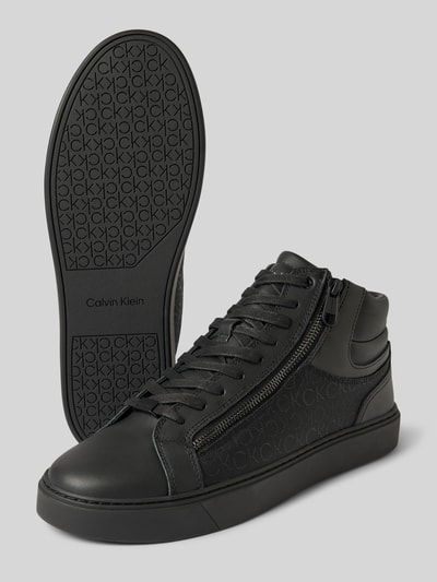 CK Calvin Klein Sneakersy skórzane wysokie z zapięciem na zamek błyskawiczny model ‘LACE UP’ Czarny 4