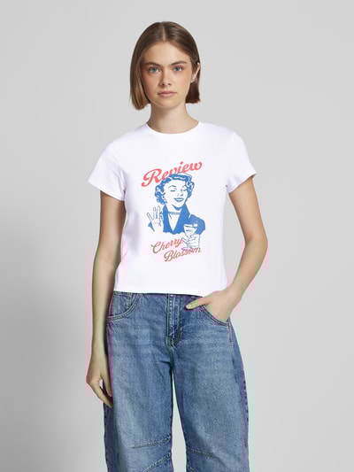 Review T-shirt z nadrukiem z logo Biały 4