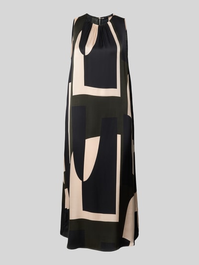 Produktfoto, Midikleid aus reiner Viskose Modell 'Quileena' von someday., lockere Passform, abstraktes Muster in Beige und Schwarz, semitransparent