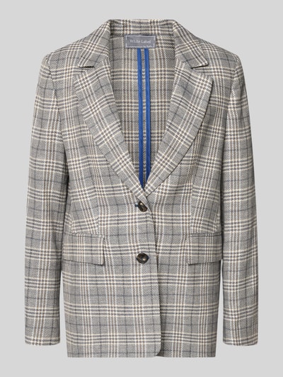 Produktfoto, Blazer mit Reverskragen von WHITE LABEL aus reinem Acetat, grau kariertes Muster, zwei Knöpfe, Pattentaschen, gerade Passform