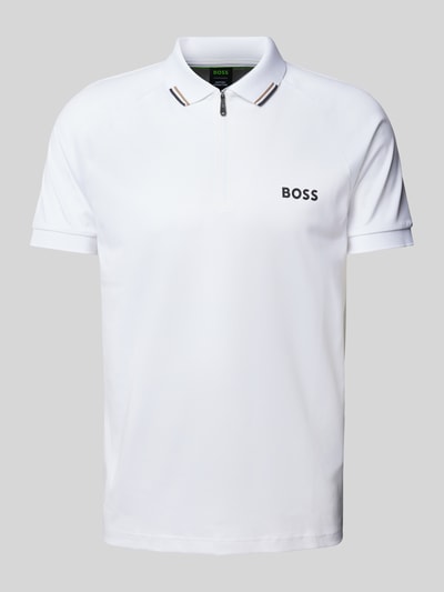 BOSS Green Slim fit poloshirt met ritssluiting, model 'Philix' Wit - 2