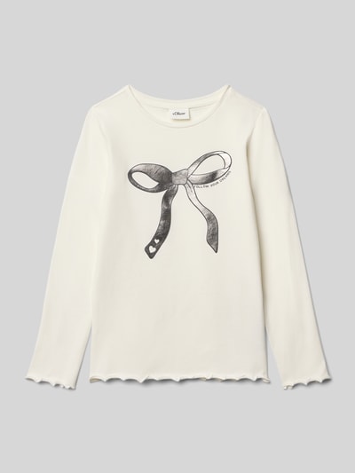 s.Oliver RED LABEL Regular Fit Langarmshirt aus Baumwoll-Mix Weiss 1