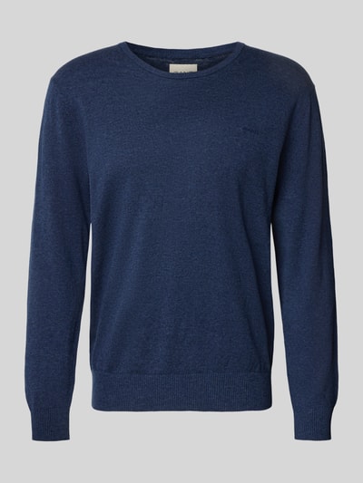 Produktfoto, Longsleeve mit Leinen-Anteil von Gant in Dunkelblau, gerader Schnitt, Baumwoll-Leinen-Mix, strukturierte Oberfläche
