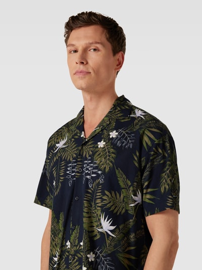 Jack & Jones Premium Freizeithemd mit Allover-Muster Modell 'TROPIC' Dunkelblau 3