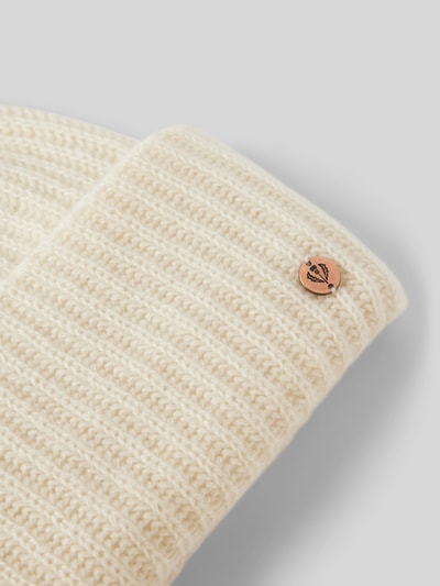 Fraas Beanie met labeldetail Offwhite - 2