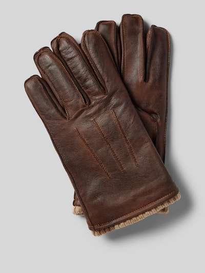 Pearlwood Handschuhe aus Leder mit Label-Detail Cognac 1