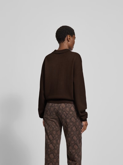 ROTATE Oversized Sweatshirt mit Polokragen Dunkelbraun 5