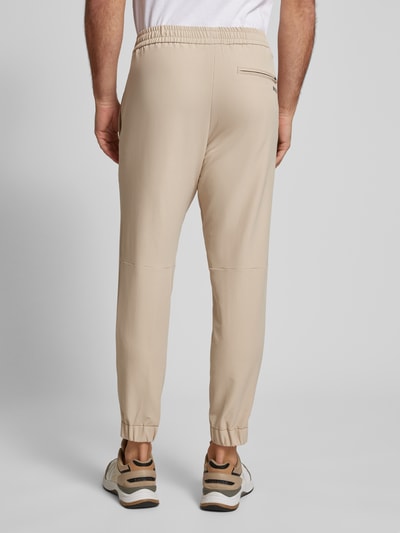 BOSS Green Relaxed fit stoffen broek met elastische band, model 'T_Flex' Beige - 5