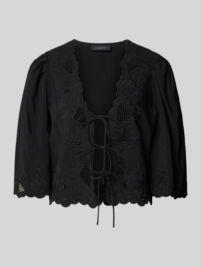 Copenhagen Muse Regular fit blouse met koordsluiting, model 'MADELYN' Zwart - 2