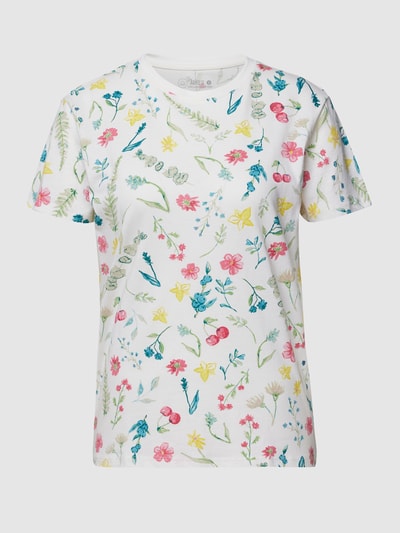 Jake*s Casual T-Shirt mit floralem Allover-Muster Offwhite 2