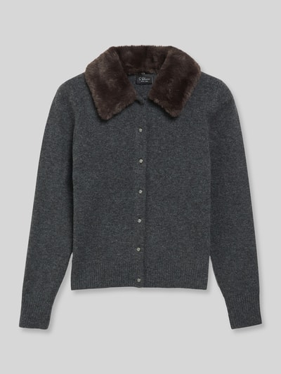 s.Oliver BLACK LABEL Regular fit gebreid jack met wol Antraciet - 2