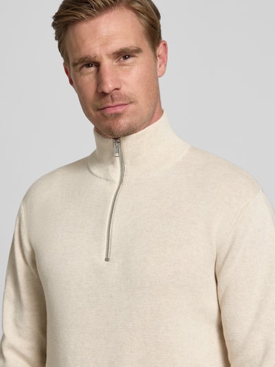 Jack & Jones Premium Schipperstrui met labeldetail, model 'MILANO' Offwhite gemêleerd - 3