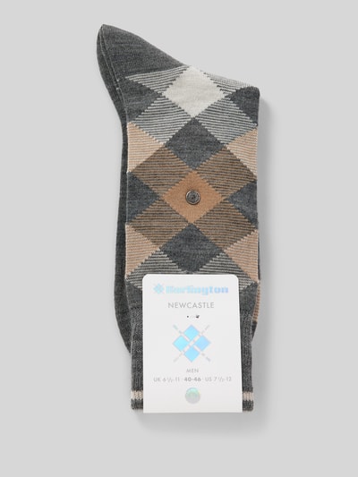 Burlington Socken mit Label-Detail Modell 'NEWCASTLE' Mittelgrau 3