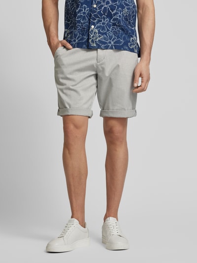 Tom Tailor Denim Regular Fit Chinoshorts mit Gürtel Hellgrau Melange 4