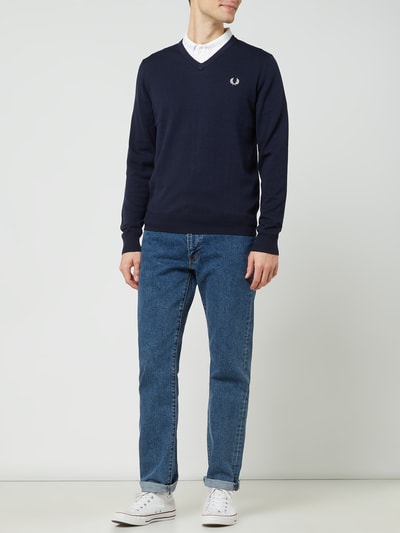 Fred Perry Pullover mit Woll-Anteil Dunkelblau 1