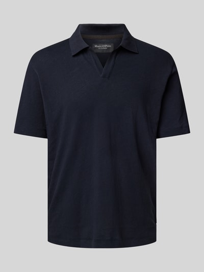 Marc O'Polo Regular Fit Poloshirt aus Baumwoll-Leinen-Mix Marine 1