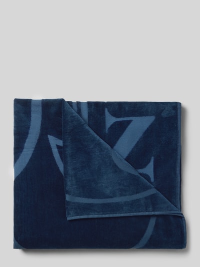 Produktfoto, Strandtuch mit Logo- und Motiv-Print von Sundek aus reiner Baumwolle, rechteckig, dunkelblau, weiche Textur, Breite 97 cm, Länge 188 cm