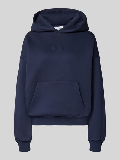 Produktfoto, granatowa bluza Relaxed Fit Sweatshirt mit Logo-Print von REVIEW z mieszanki bawełny, wyhaftowane logo, kieszeń kangurka, elastyczne wykończenia