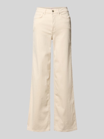 Produktfoto, Wide Leg Jeans aus Baumwoll-Mix Modell 'MADISON' von Only in unifarbener Optik, 5-Pocket-Design, beige Denim-Struktur